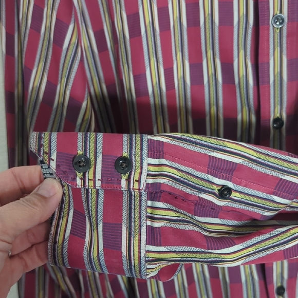 Robert Graham Mens Shirt Button Down Multicolor Plaid Cotton Silk Christmas XL - Picture 5 of 15